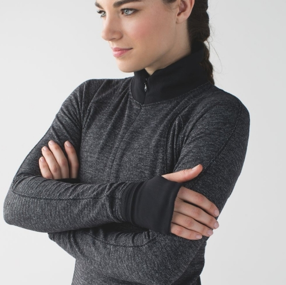 Lululemon Runderful 1/2 Zip Mini Check Pique Black Heathered Black / Black - Picture 7 of 16